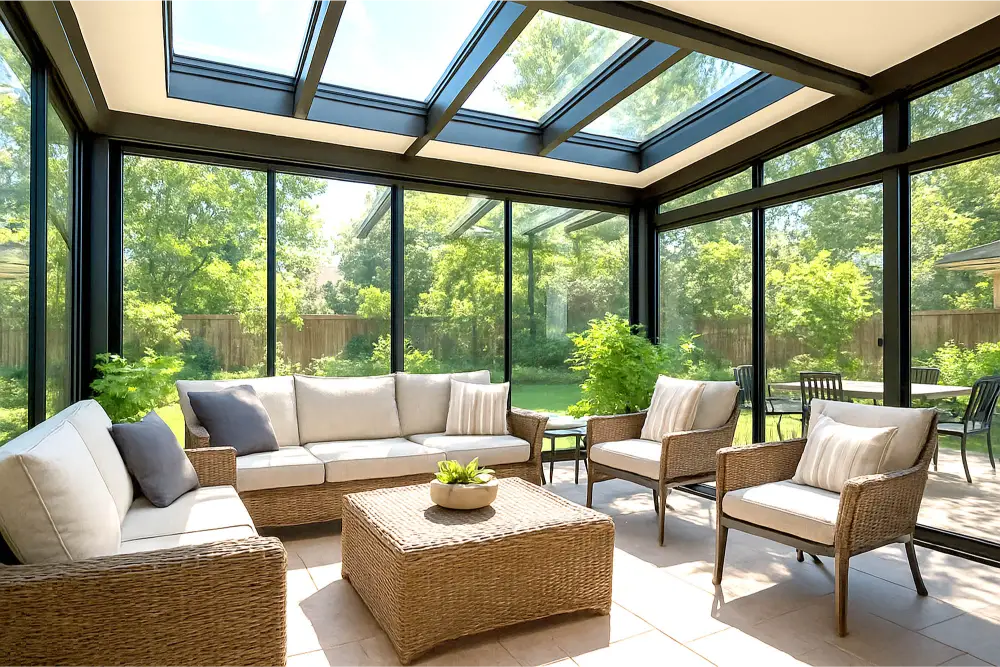 Glass Enclosed Patio with Skylights