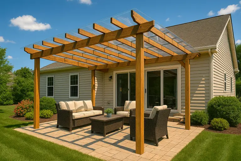 Pergola with Clear Vinyl or Glass Panels