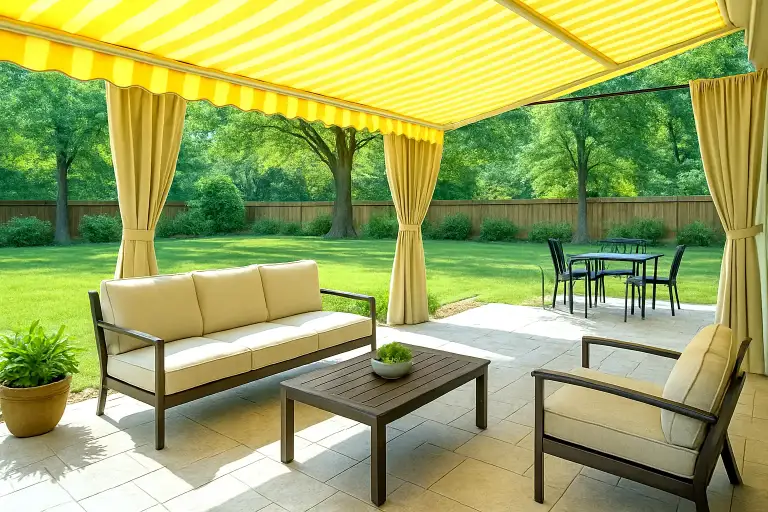 Retractable Awning and Outdoor Curtain Enclosure