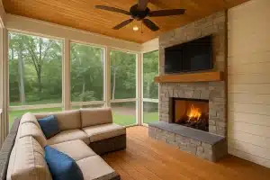 Screened Porch With Fireplace