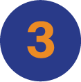 Number three in a bold, orange font on a dark blue circular background, symbolizing a countdown or ranking.