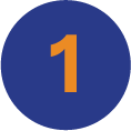 Blue circular icon featuring the number one in orange, symbolizing the first step or priority in a process.