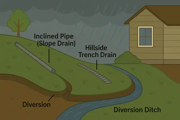 Slope yard drainage systems