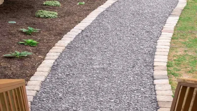 Curved gravel walkway