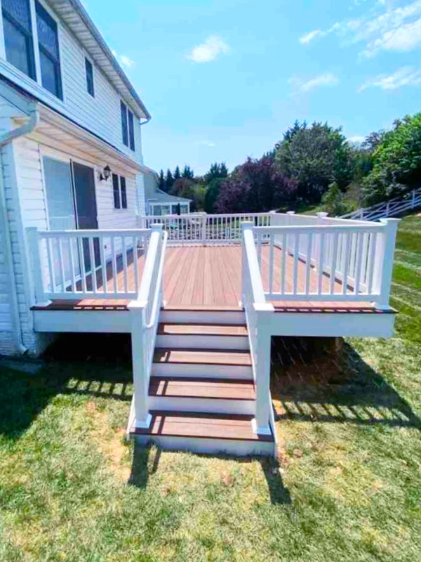 Experienced deck builders constructing a high-quality backyard deck in Germantown, MD