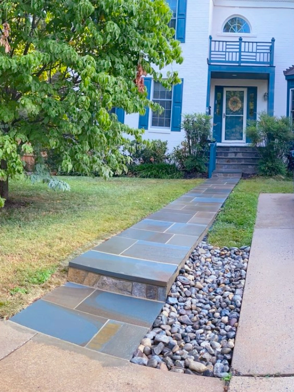 Full Color Thermal Flagstone & Foggy Bottom Veneer Walk Way in Rockville, MD