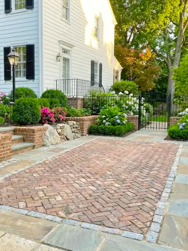Premium brick and stone hardscape contractor project at a colonial residence in Mount Vernon, DC, by Blue Collar Scholars