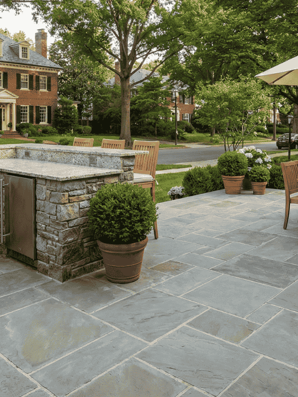 Patio construction completed in Great Falls VA by Blue Collar Scholars