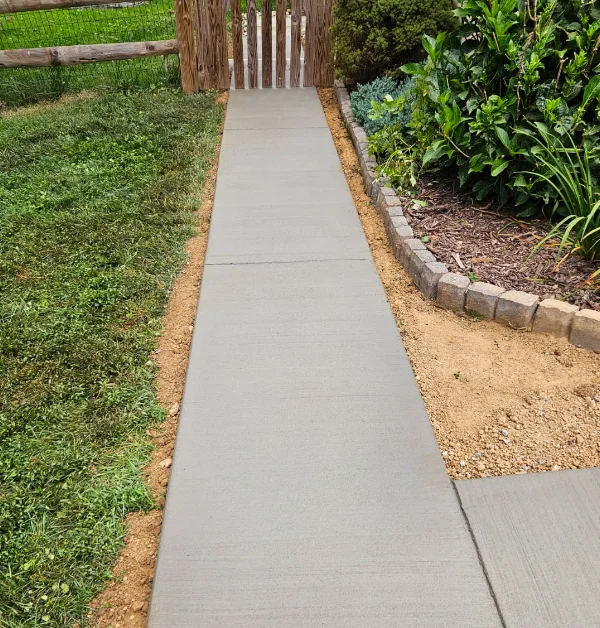 Complete concrete side yard walkway installation in Ellicott City, MD