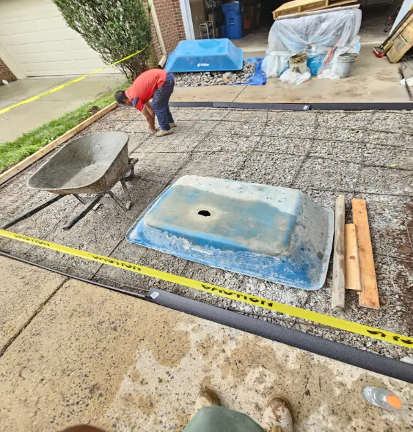 Ongoing construction of adding rebar reinforcement before the concrete pour