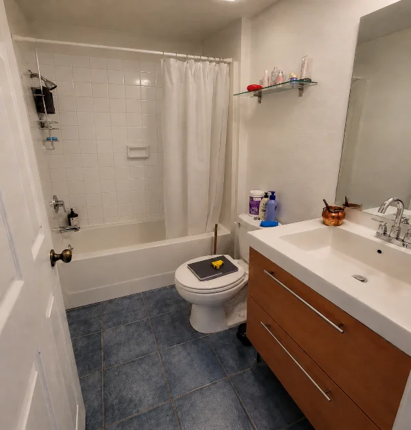 old condo bathroom before the renovation