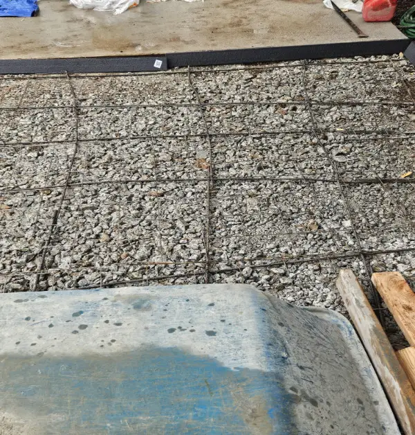 wide close-up shot of the steel rebar reinforcement