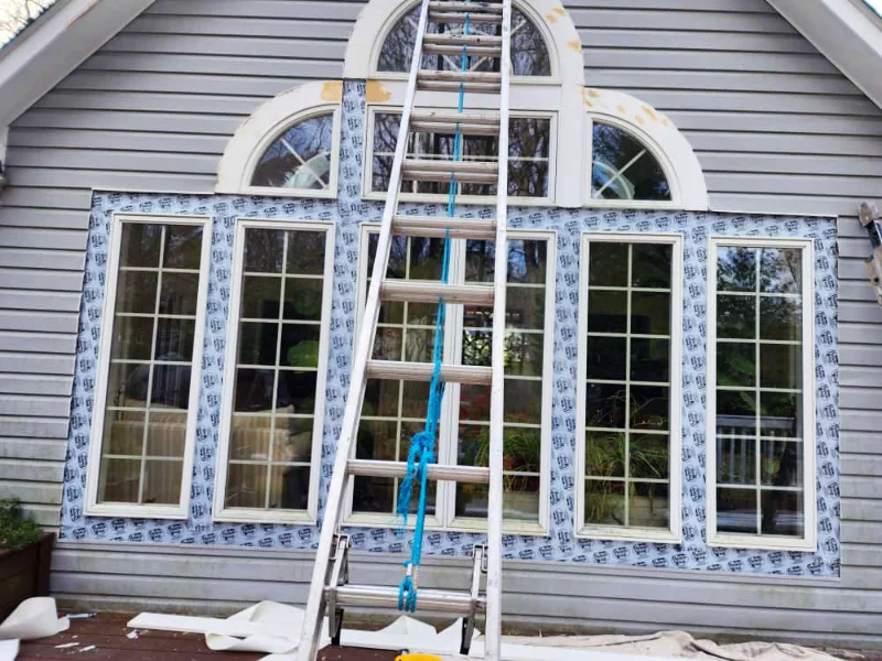 Exterior trim replacement in progress