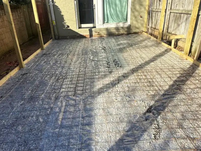 added rebar reinforcement on concrete base
