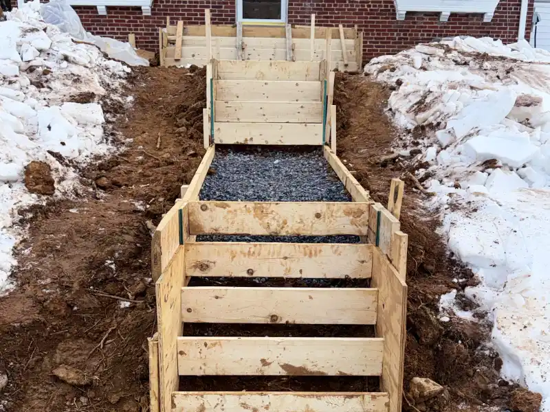 framing the walkway and adding a gravel base